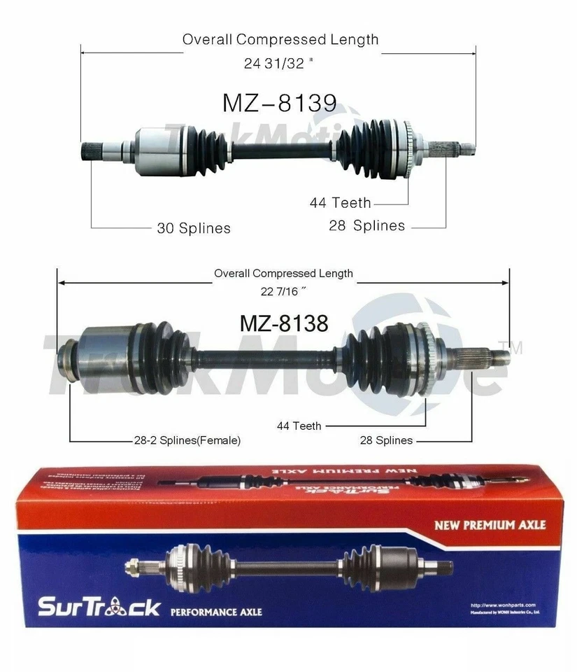 适用于马自达 6 FWD 03-05 3.0L 一对前 CV 轴轴 SurTrack 套装 Std Trans — 第 1/1 张图片