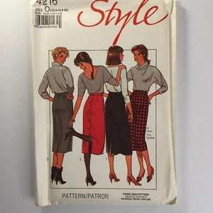 Style 4216 Straight Skirt Kick Pleat Gored Split Button Ladies New Uncut Pattern - Picture 1 of 12