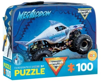 Megalodon Monster Jam Lunch Bag & 100 Piece Jigsaw Puzzle Eurographics New - Image 1 of 4