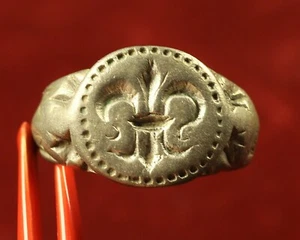 Fine Medieval Knight's Seal Matrix Ring, Lily Stamp, 11. Century, - Picture 1 of 8