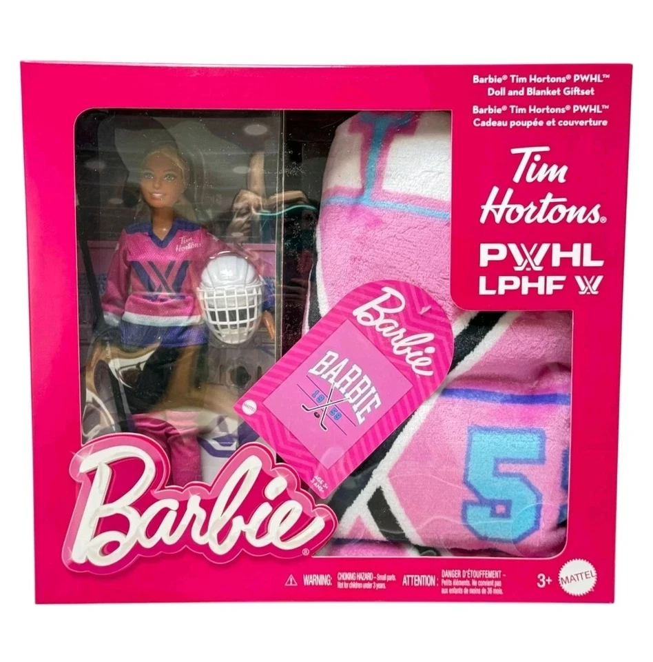Barbie Tim Hortons Mattel 2025 PWHL Jugador de Hockey Muñeca y Manta Nuevo Set de Regalo Foto 1 de 3