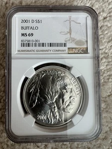 2001-D Buffalo Commemorative Silver Dollar MS69 NGC Brown Label - Picture 1 of 2