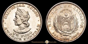 República del Salvador Un Peso (25,06g) 1908 KM-115.1 XF - Picture 1 of 3
