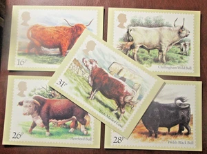 GB PHQ CARDS 1984 -CATTLE  BACK - FDI  FULL SET USED FREE POST UK - Picture 1 of 2