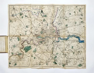 Cruchley's 14 Miles Round LONDON from Ordnance Survey original antique map 1870 - Image 1 of 4