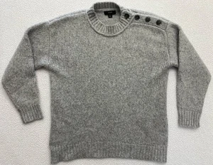 New J Crew Sweater Womens Extra Small Pullover Wool Blend Boxy Gray Button - Picture 1 of 7
