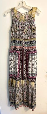 Maxi Vestido Coldwater Creek Talla XS Vibrante Floral Sin Mangas Abertura Lateral Festival Foto 1 de 4