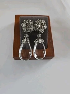 ORECCHINI VINTAGE MIRIAM HASKELL CRISTALLO PRISMA TRAFORATO STRASS SCINTILLANTI - Foto 1 di 5