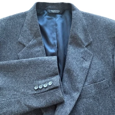 VTG Lord & Taylor Lambswool Herringbone Blazer Jacket Size 42R Blue Tweed USA - Image 1 of 4