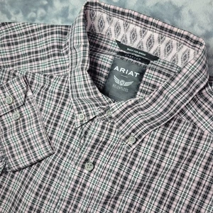 Ariat Shirt Mens Xl Built for Speed Plaid Relentless Stretch Button Down Pink - Picture 1 of 7