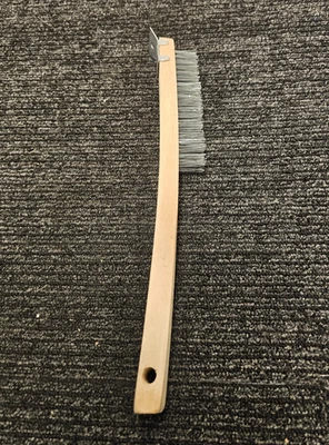 (QTY 6) Winco #108 Steel Scrub Brushes Skinny Wooden Handle Tools Replacement - Image 1 of 4