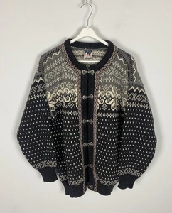 Vintage DALE OF NORWAY Metal Clasp Pure Wool Fair Isle Cardigan Sweater Size XL - Bild 1 von 14