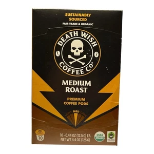 DEATH WISH COFFEE-STONE FRUIT AND CARAMEL-MEDIUM ROAST-SINGLE SERVE-10 K/PODS - Picture 1 of 6