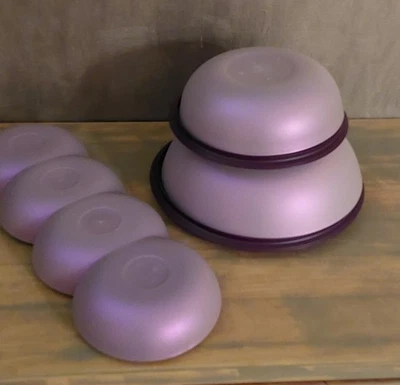 Tupperware Allegra4erSet_lila/ aussen Perlmut schimmerd+Abdeckperle_Neu_Rar - Bild 1 von 4