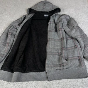 O’Neill Hoodie Men XXL Gray Sherpa Lined Zip Up Surf Skate Streetwear Sweatshirt - Picture 1 of 19