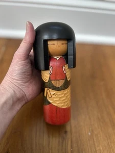 Kokeshi Puppe von Shusaku Mädchen im Kimono Showa Retro Vintage MCM Deko - Bild 1 von 10