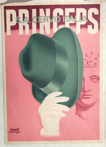 Affiche originale ancienne Chapeaux PRINCEPS S.A. CERVO Italia /RS65 - Picture 1 of 4