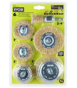 Brand NEW RYOBI Wire Wheel Assortment Set (6-Piece) Never Used Fabricator Welder - Picture 1 of 24