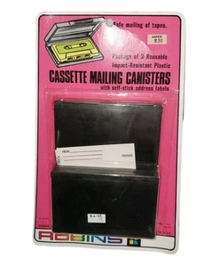 Vtg Package Of 3 Cassette Tape Mailing Canisters Factory Sealed New Old Stock - Picture 1 of 4