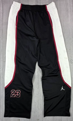 Vtg Nike Jordan Basketball XL Warmup Pants Mens Snap Breakaway Black White Red - Image 1 of 4