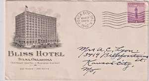 1942 Ponca City Oklahoma illust advt cover BLISS HOTEL (K30) - Picture 1 of 2
