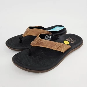 Sandalias Reef Santa Ana LE Para Hombre Talla 11 Negro Tostado Verano Cuero Superior NUEVAS - Imagen 1 de 8