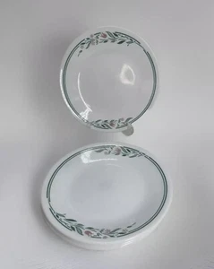 6 Corelle Rosemarie Bread Side Plates - Green Bands & Pink Flowers - 6.75” - Picture 1 of 6