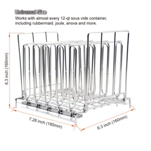 Collapsible 304 Stainless Steel Cooking Sous Vide Rack w/ 5 Dividers Adjustable - Picture 1 of 7