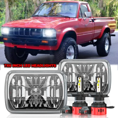 Pair 5X7 7X6 inch Halo LED Headlights Fit Toyota Pickup 1982-1995 MR2 1985-1995 - Image 1 of 4
