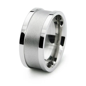 Stainless Steel Pipe Cut Biker Mens Wedding Ring 10MM | FREE ENGRAVING - Picture 1 of 6