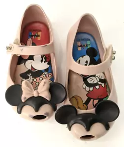 Mini Melissa X Disney Ultragirl Mickey & Minnie Orejas Planas Niñas Zapatos Suaves Talla 7 - Imagen 1 de 5