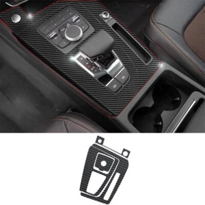 For Audi Q5 2018-2021 Carbon Fiber Sticker Central Console Gear Shift Panel Trim - Picture 1 of 5