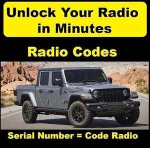 ✅ JEEP GLADIATOR CAR RADIO ANTI-THEFT UNLOCKING CODE FAST SERVICE ✅ ALL MODELS ✅ - Picture 1 of 12