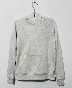 Athleta Girl Hoodie M 8-10 Cotton Blend Heather Gray Thumb Holes Pockets Logo - Picture 1 of 7