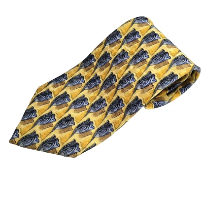 Ermenegildo Zegna Tie Men's Gold Geometric 100% Silk Necktie Handmade In Italy - Image 1 of 4