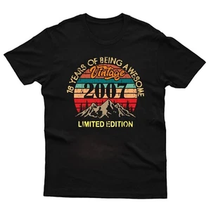 18th Birthday Gift T-Shirt Vintage 2007 Tee Shirt 18 Years Awesome Teenager Top - Picture 1 of 10