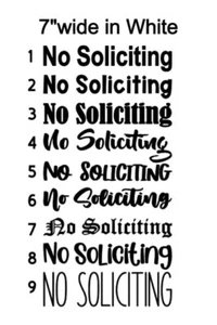 No Soliciting Vinyl Sticker Decal White - Picture 1 of 2