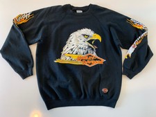 VTG 1986 HARLEY-DAVIDSON EAGLE LOGO Crew Neck Sweatshirt Black XL STURGIS