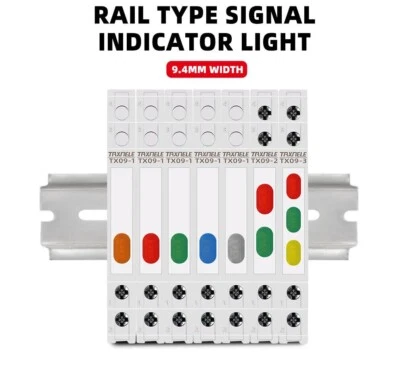 9mm LED Signal Lamp AC DC Din Rail Mount Indicate Light Color R G B O W 220 230V - Image 1 of 4