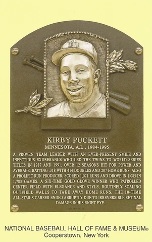 Postcard Kirby Puckett Minnesota Twins Cooperstown Hall of Fame MINT Cover