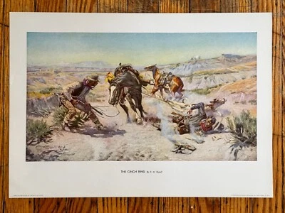The Cinch Ring Charles M Russell Western litografia arte impressão cowboy vintage nos - Imagem 1 de 4