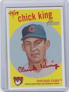 2008 Topps Heritage Chick King Real One Autograph Red Ink Version Card #49/59