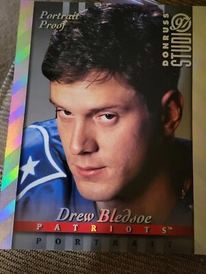 1997 Donruss Studio 8x10 Silver Portrait Proof  Drew Bledsoe Card - Image 1 of 2