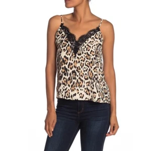 Socialite Leopard V-Neck Lace Trim Camisole Medium - Picture 1 of 7