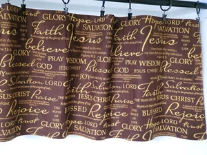 Valance Christian Words Inspirational Brown Background Golden Yellow Words - Picture 1 of 6