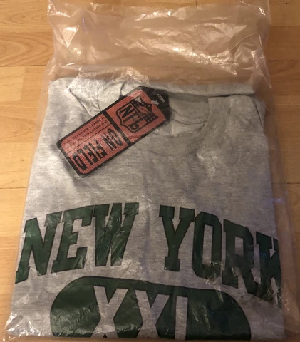 Old New Stock Vintage New York Jets NFL Football T-Shirt Gray Size XL TG Cover