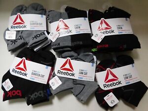 Boys Socks Reebok Low Cut, Crew or Quarter Cut Size Small 4-8 Shoe