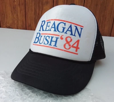 Gorra Reagan Bush '84 Campaña Presidencial Snap Back Malla Trucker Cap Foto 1 de 4