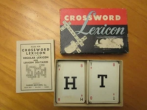 Crossword Lexicon juego de palabras de cartas 1938 Parker Bros. Tarjetas de alfabeto - Imagen 1 de 2