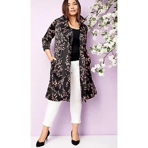 J Jason Wu Woven Printed Floral Trench Coat SMALL (303) - Picture 1 of 6